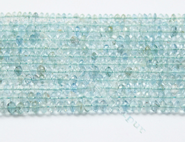 Aquamarine gemstone micro faceted rondelle beads strand of 14 inches to make jewelry